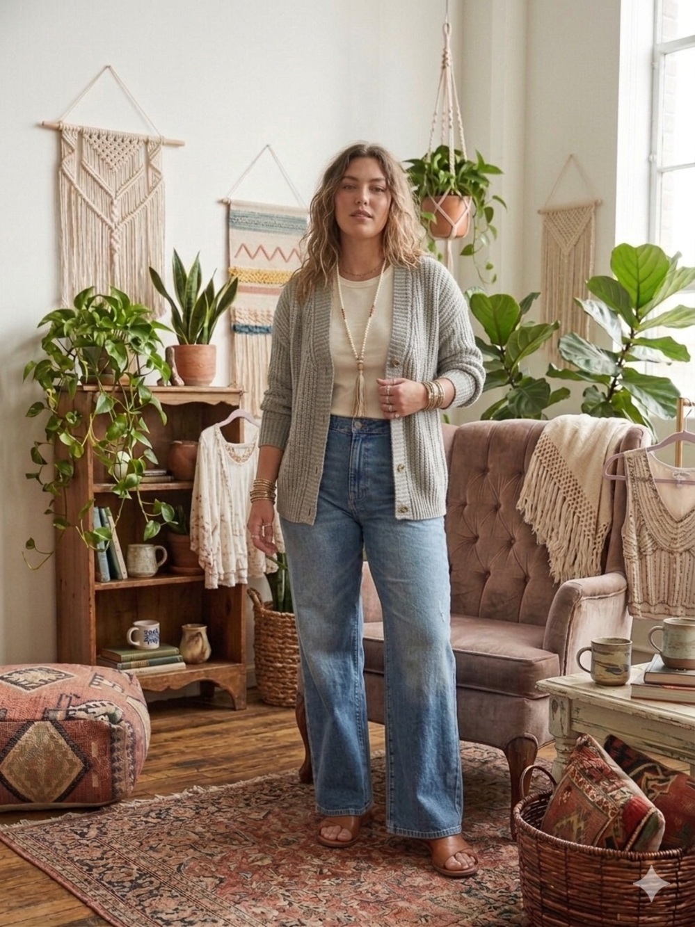 Vision Chunky Ribbed V-Neck Button Cardigan